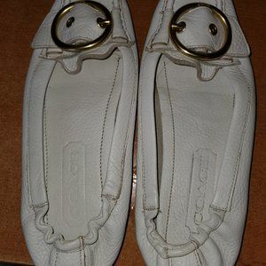 Coach Leather White Shoes/Gold Buckle  Size 7